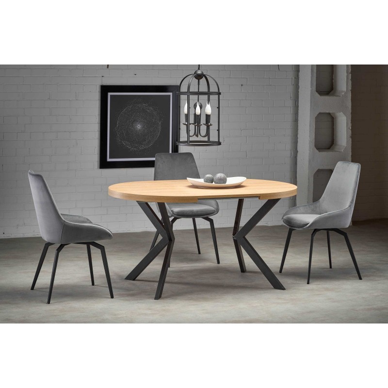 PERONI Ovalt spisebord med udtræk 100cm udvides til 250cm - Gylden eg/Sort