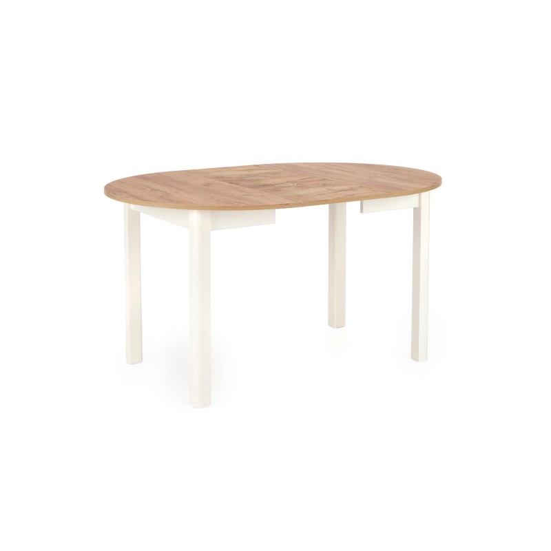 RINGO Ovalt spisebord med udtræk 102cm udvides til 142cm - Håndværks eg / Hvid billede