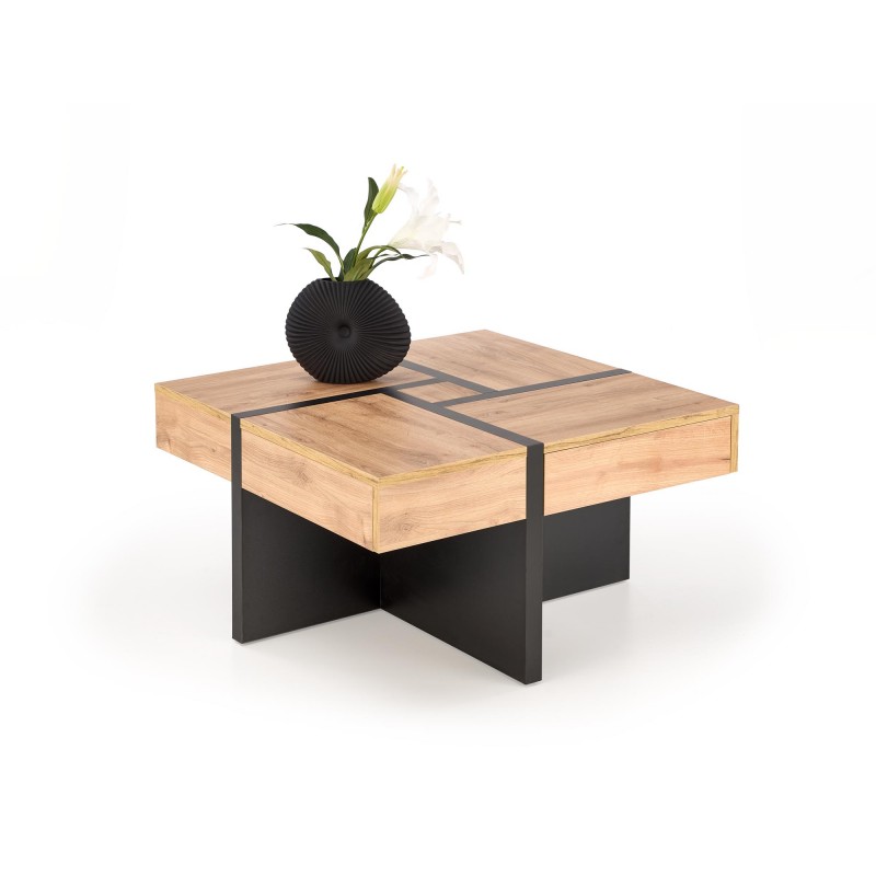 SEVILLA, sofabord 80 x 80 cm med skuffer - Håndværk eg billede