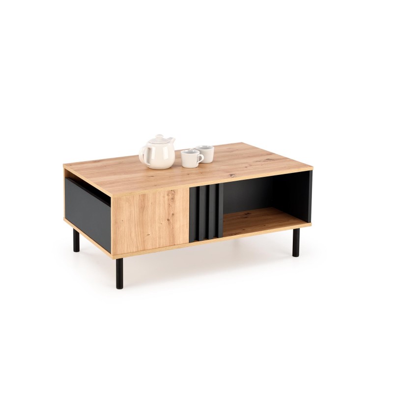 SONIA sofabord 100 x 60 cm - Håndværkseg / Sort billede