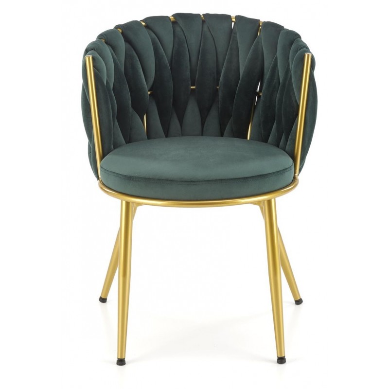 K517 Spisebordsstol - Mørkegrøn / guld billede