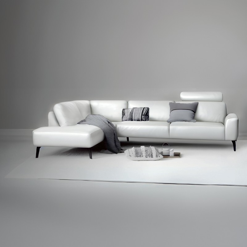 Hjort Knudsen Copenhagen Hvid læder Hjørnesofa Venstrevendt