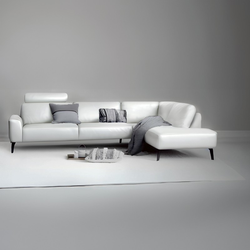 Hjort Knudsen Copenhagen Hvid læder Hjørnesofa Højrevendt