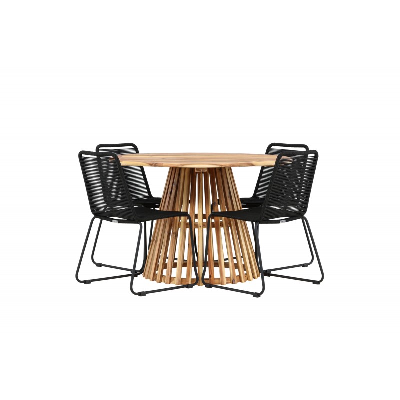 Lumpur Havesæt Ø120 Natur med 4 Lindos havestole