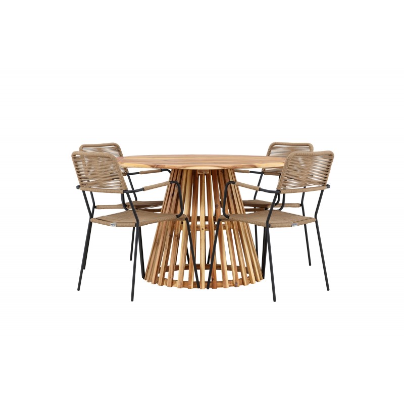 Lumpur havesæt Ø120 med 4 x Lindos Havestole