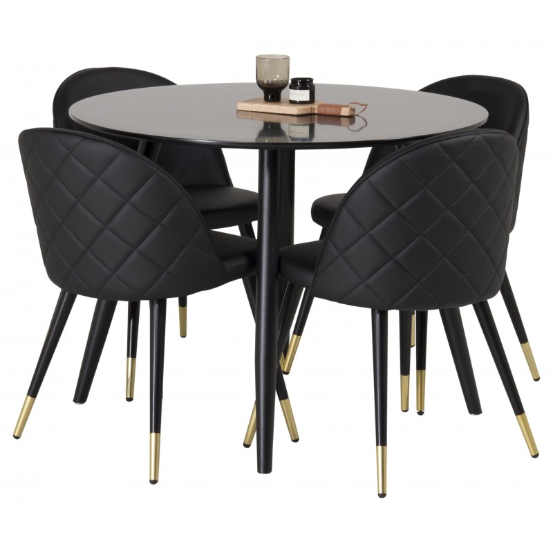 Rundt Spisebordssæt Plaza med spiseborstole i PU