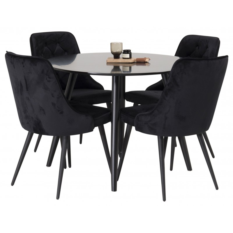 Rundt Spisebordssæt Plaza med stole Velvet Deluxe