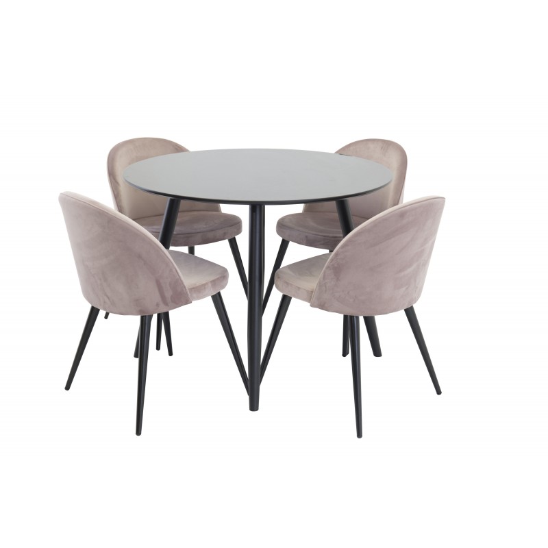 Rundt Spisebordssæt Plaza med stole Velvet