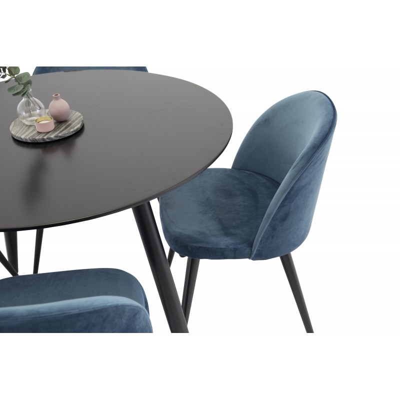 Rundt Spisebordssæt Plaza med stole i fløjl