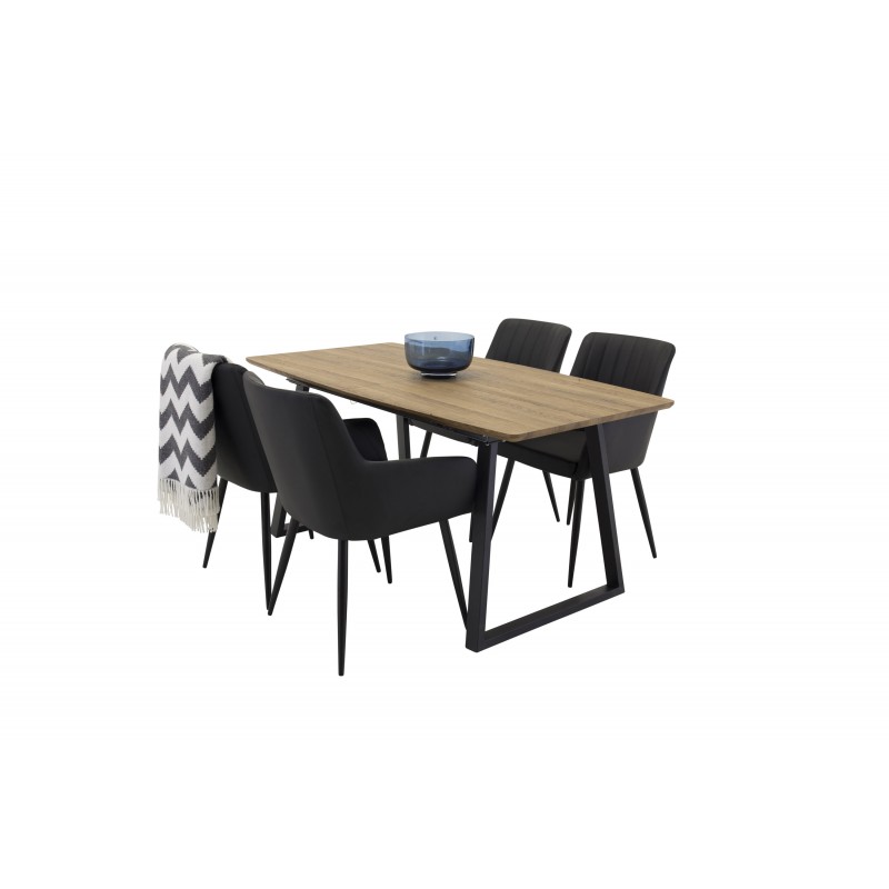 Spisebordssæt Inca 160cm VValnød med 4 x Comfort Spisebordsstole