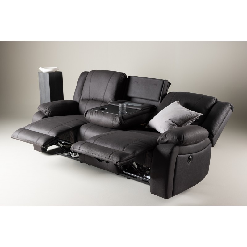 Comfort 3 personers el-recliner sofa med indbygget fodskammel og kopholder