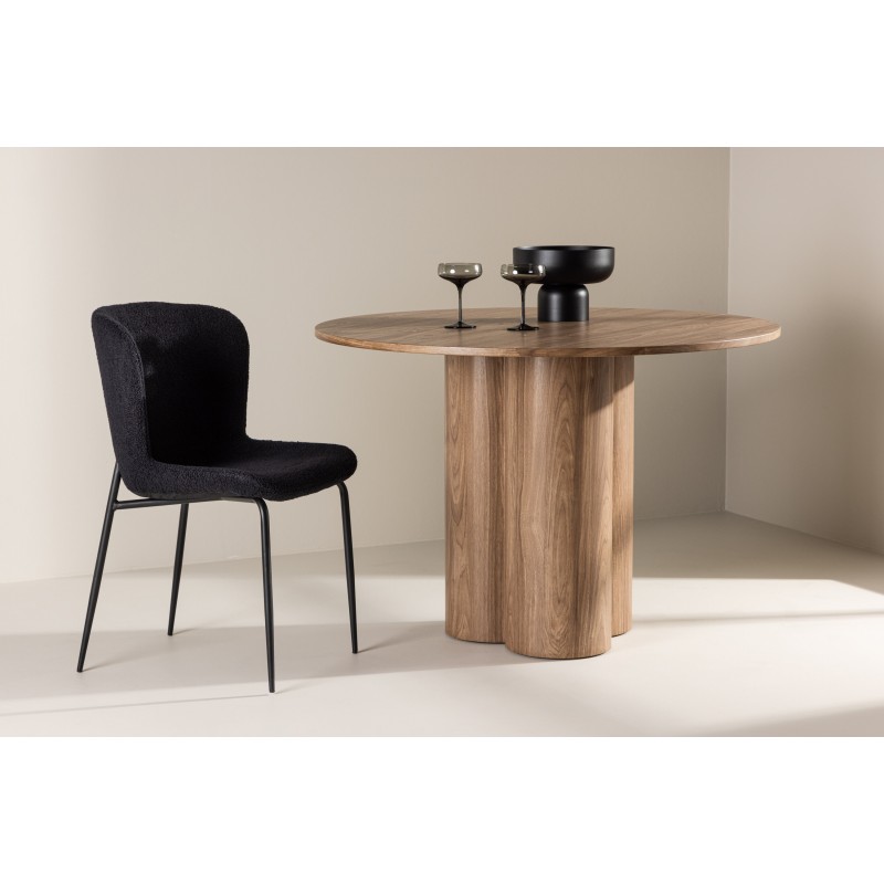 Olivia Rundt spisebord Ø110cm - betrukket med 3D papir i Mocca