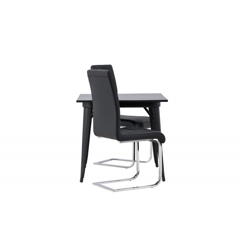 Spisebordssæt Tempe med Spisebordsstole Tempo - Sort