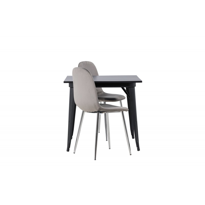 Spisebordssæt Tempe med Spisebordsstolene Eva  - Sort og Lysegrå