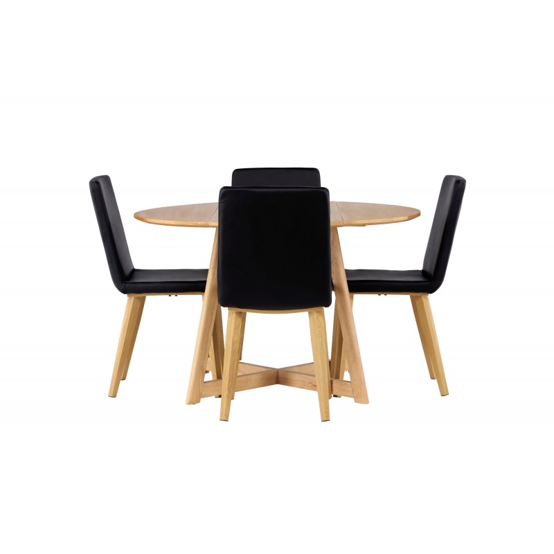 Rundt Spisebordssæt Yadikon med stole Today  - Sort og Brun