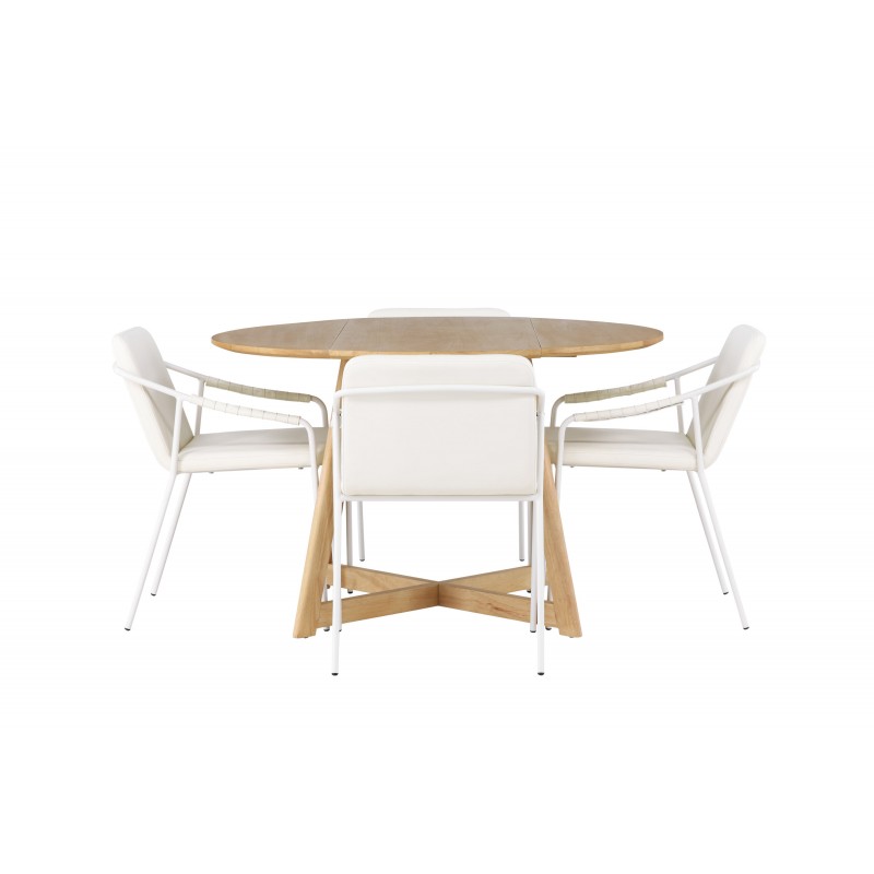 Rundt Spisebordssæt Yadikon med stole Tvist - Beige og Brun