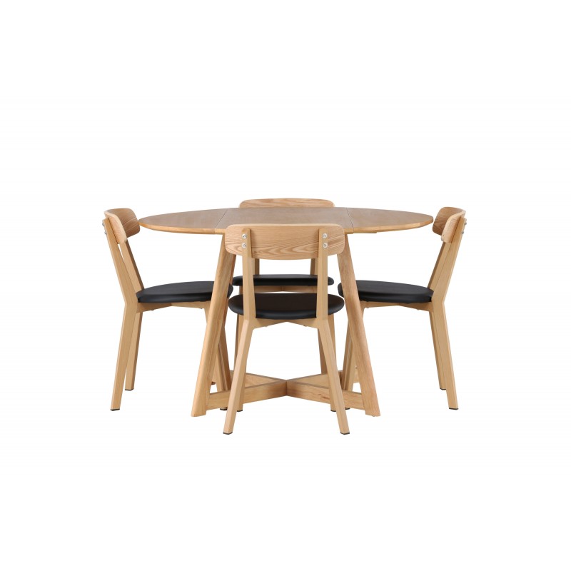 Rundt Spisebordssæt Yadikon med stole Sanjos  - Brun og - Natur