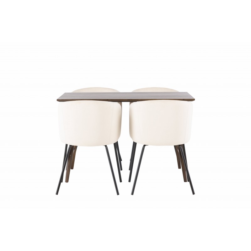 Spisestuesæt Kaseindon med Berit Spisebordsstole  - Beige og Mørkebrun