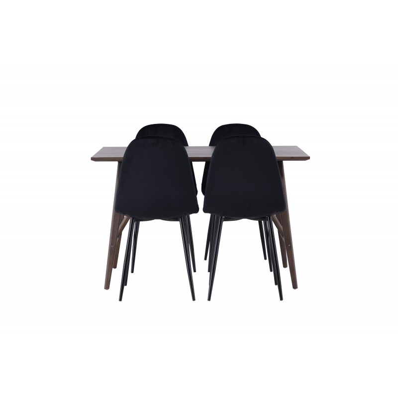 Spisebordssæt Kaseindon med Spisebordsstolene Polar  - Sort og Mørkebrun