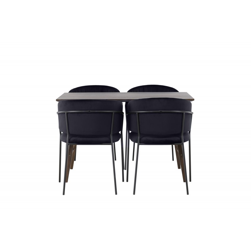 Spisebordssæt Kaseindon med Selma Spisebordsstole - Sort og Mørkebrun