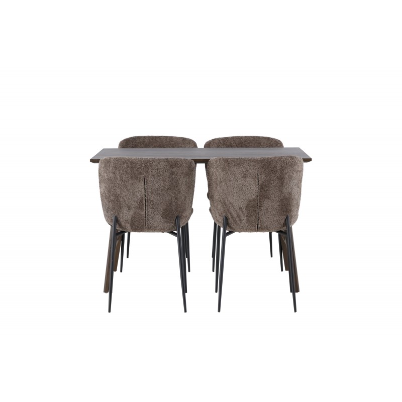 Spisebordssæt Kaseindon med Modesto Spisebordsstole  - Mørkebrun og Mørkegrå