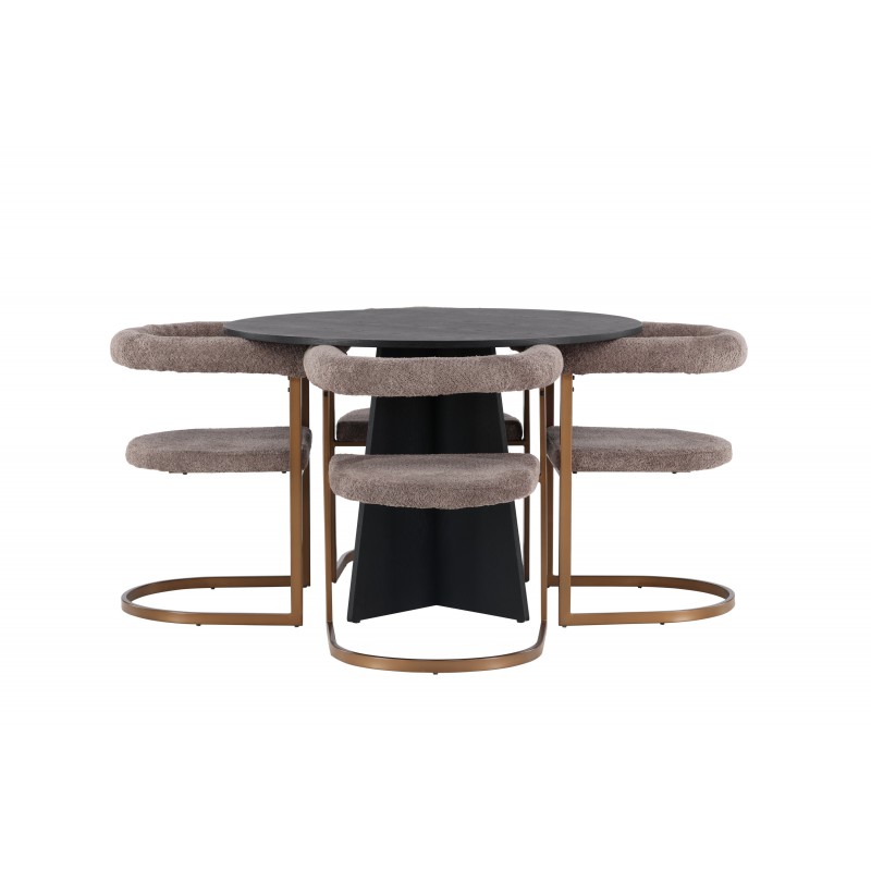 Spisebordssæt Bootcut med stole fra Morning-serien - Sort og Brun