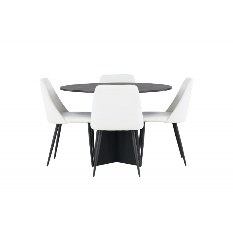Rundt Spisebordssæt Bootcut med stole Night  - Sort og Hvid