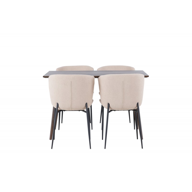 Spisebordssæt Kaseindon med Modesto Spisebordsstole  - Beige og Mørkebrun