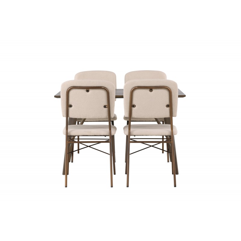 Spisebordssæt Kaseindon med Spisebordsstole Seda - Beige og Mørkebrun