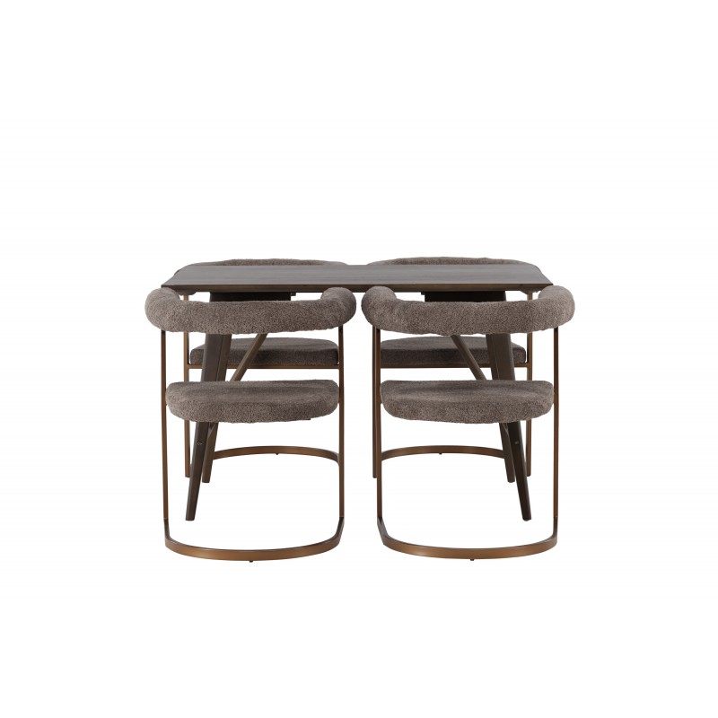 Spisebordssæt Kaseindon med Spisebordsstole Morning - Brun og - Mørkebrun