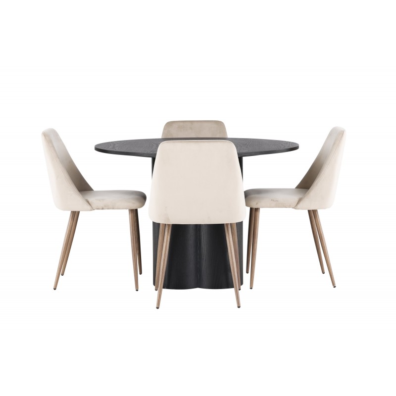 Rundt Spisebordssæt Olivia med stolene Night  - Sort og Brun