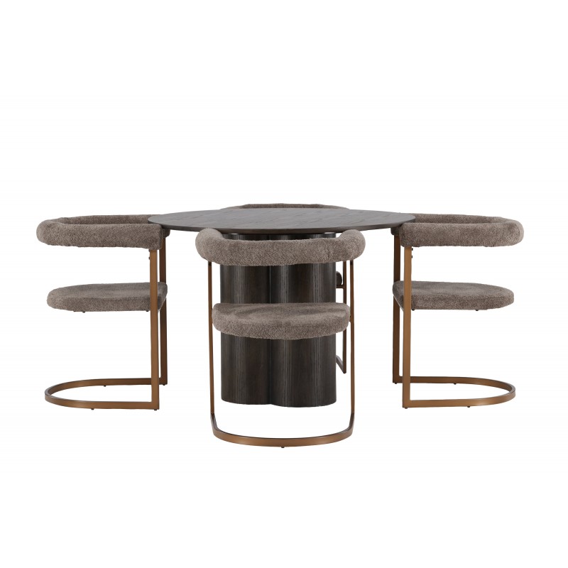 Rundt Spisebordssæt Olivia med stole Morning - Brun og - Mocca