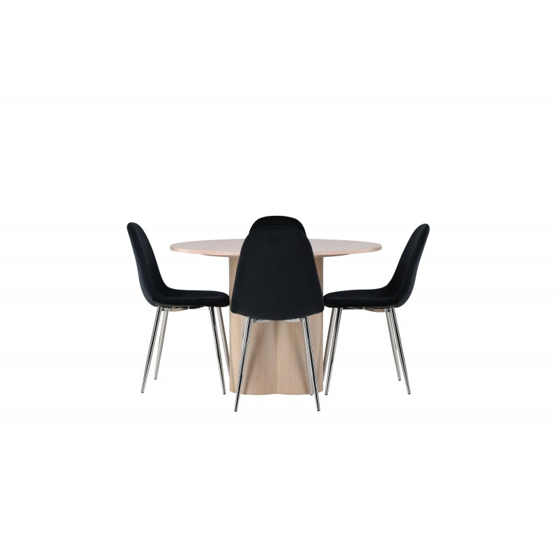 Spisebordssæt Olivia med stole Polar  - Sort og Hvid