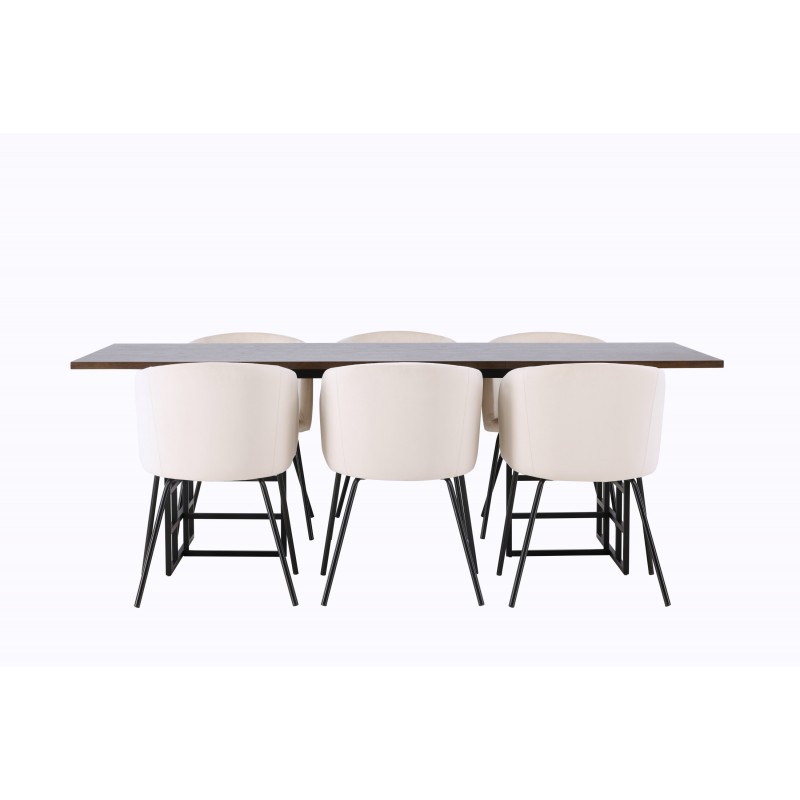 Spisebordssæt Ystad med Berit Spisebordsstole - Beige og Mocca
