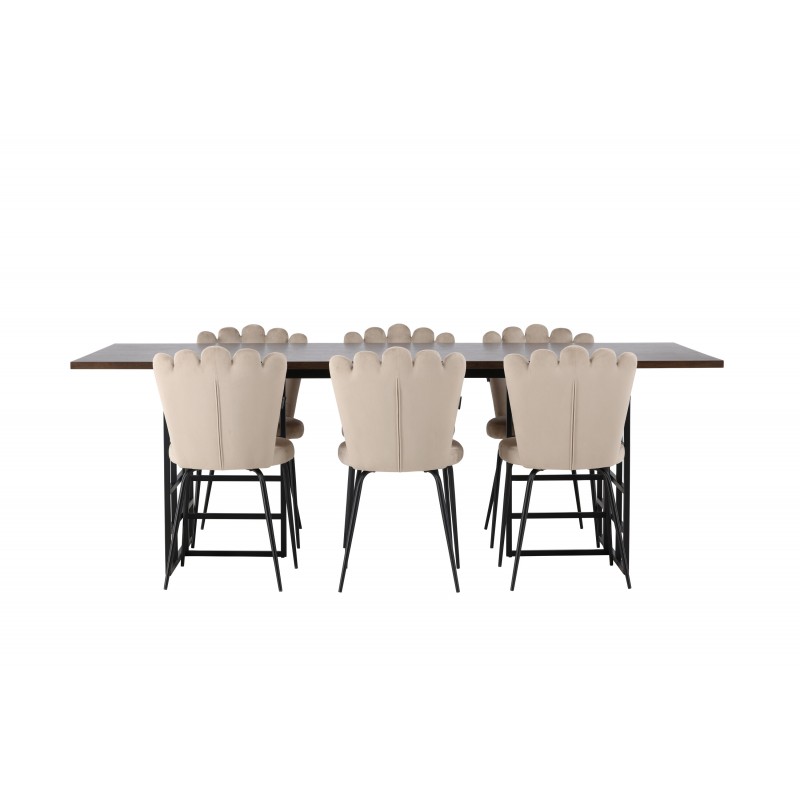 Spisebordssæt Ystad med Spisebordsstole Limhamn  - Beige og Mocca