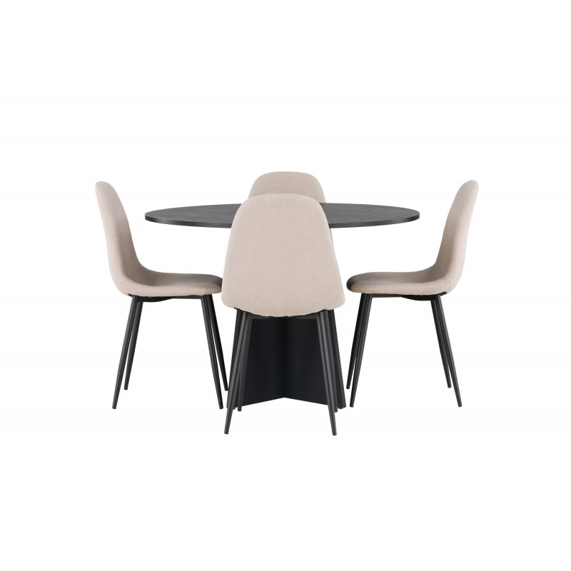 Spisebordssæt Bootcut med stole Polar  - Beige og Sort