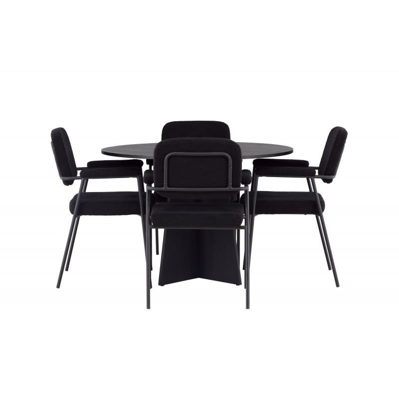 Rundt Spisebordssæt Bootcut med stole Yesterday - Sort