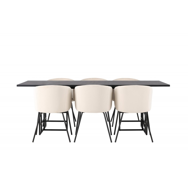 Spisebordssæt Ystad med Berit Spisebordsstole  - Beige og Sort