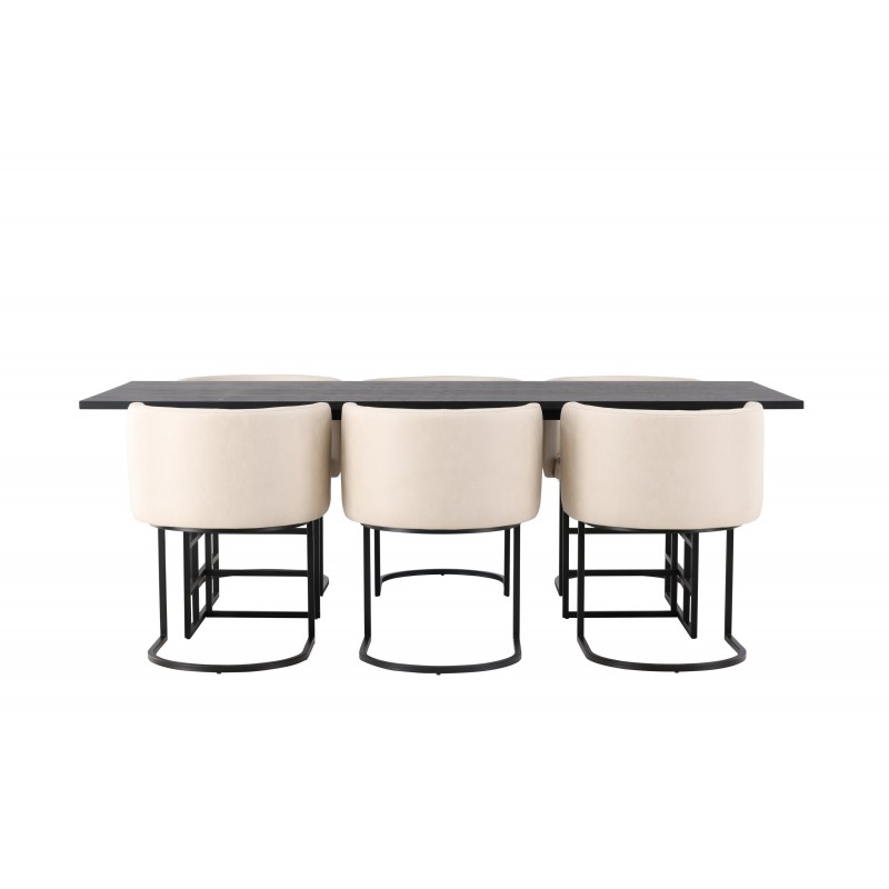 Spisebordssæt Ystad med Spisebordsstole Simrishamn  - Beige og Sort