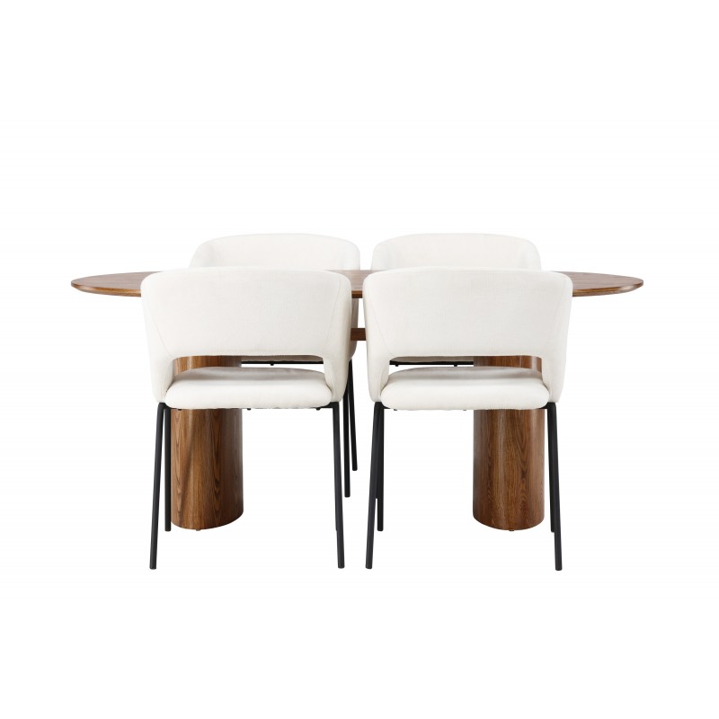 Spisebordssæt Isolde med stolene Day - Natur og - Off White