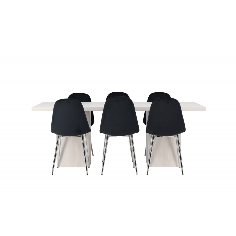 Spisebordssæt Olga med Spisebordsstolene Polar - Sort og Hvid