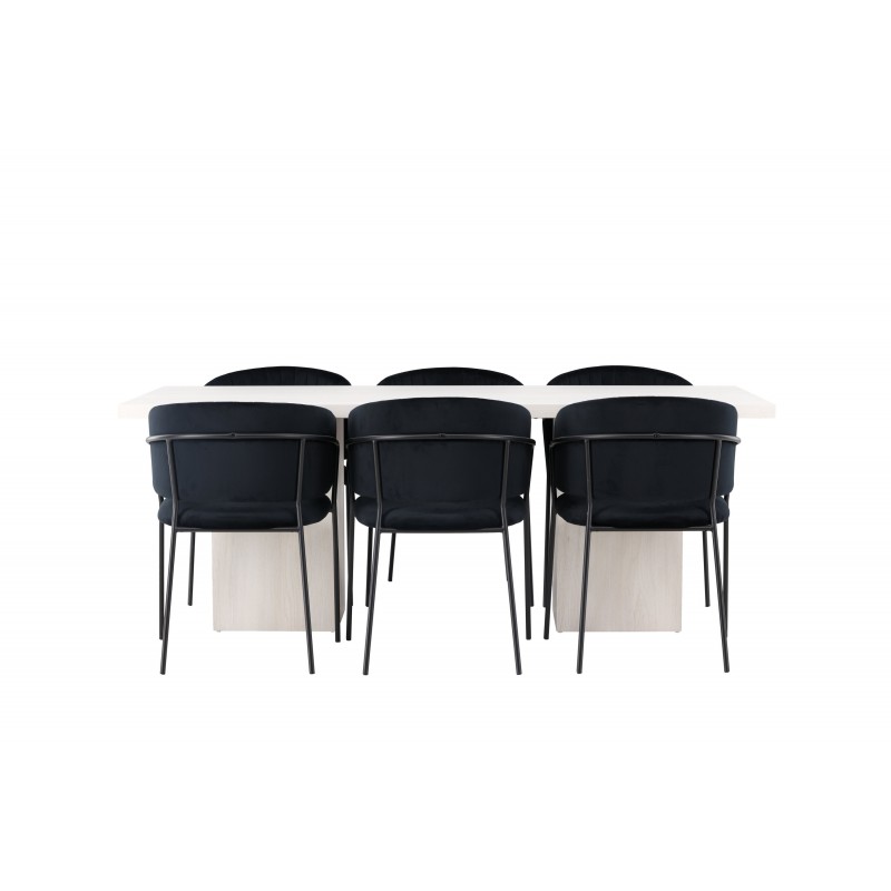 Spisebordssæt Olga med Spisebordsstole Selma  - Sort og Hvid