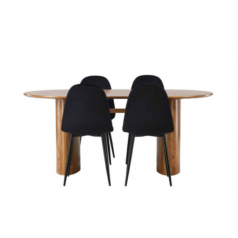Spisebordssæt Isolde med stole Polar - Sort og Natur
