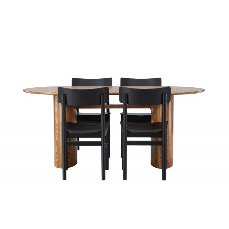 Spisebordssæt Isolde med Montros stole - Sort og Natur