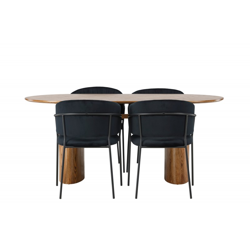 Spisebordssæt Isolde med stole Selma - Sort og Natur