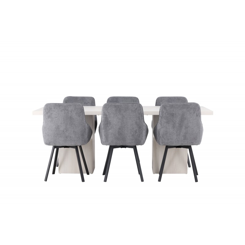 Spisebordssæt Olga med Spisebordsstole Rosie  - Grå og Hvid