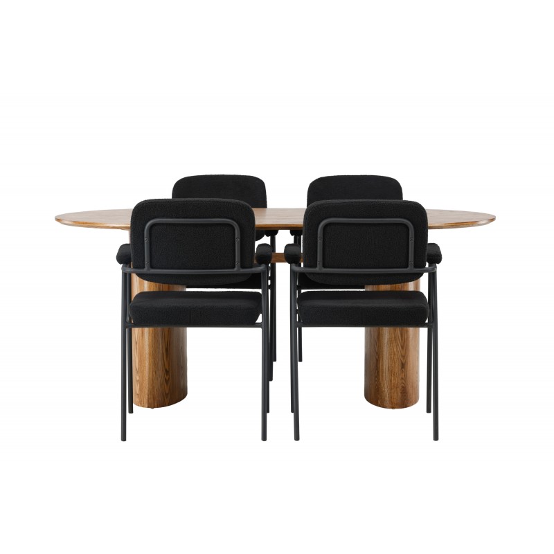 Spisebordssæt Isolde med stole Yesterday - Sort og Natur