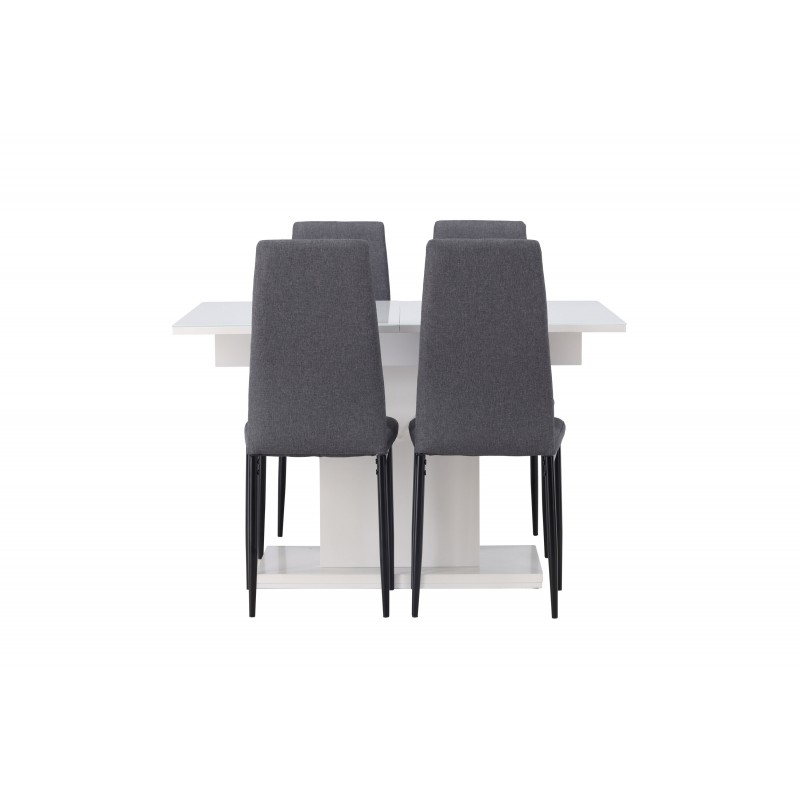 Spisebordssæt Pluto med Spisebordsstole Petra  - Mørkegrå og Hvid