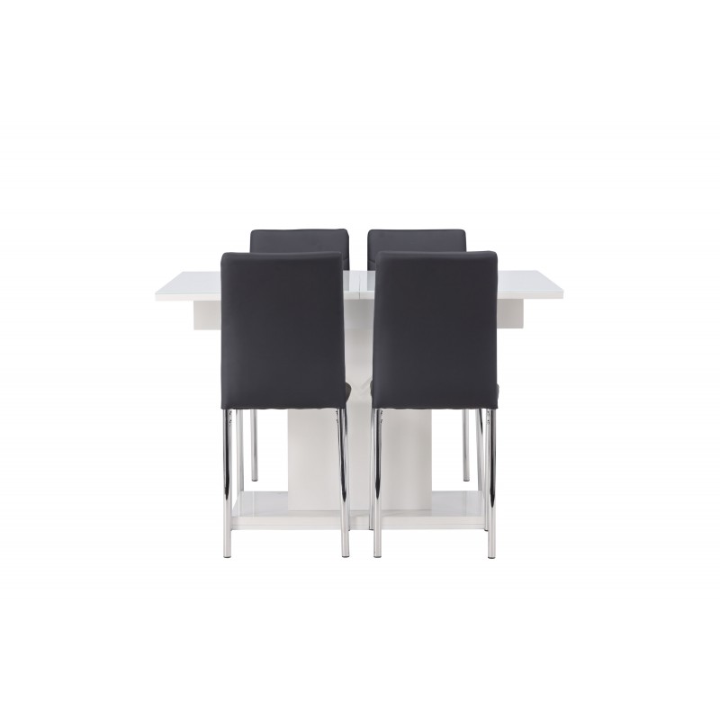 Spisebordssæt Pluto med Spisebordsstole Lily  - Sort og Hvid