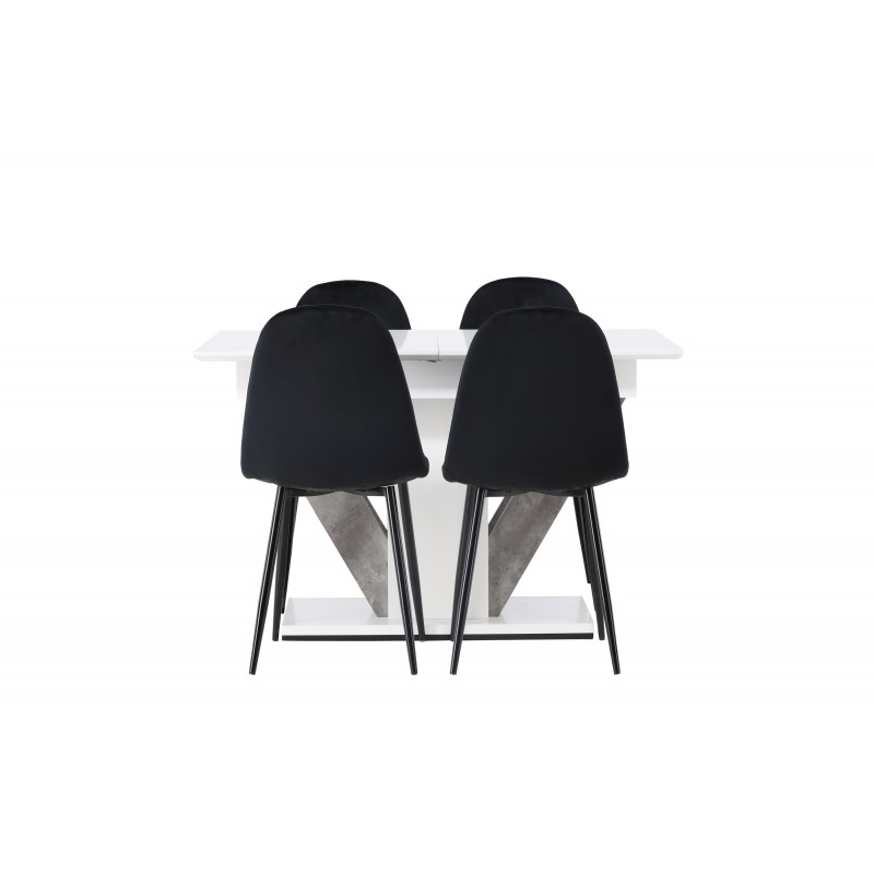 Spisestuesæt Disa med Spisebordsstolene Polar - Sort og Hvid